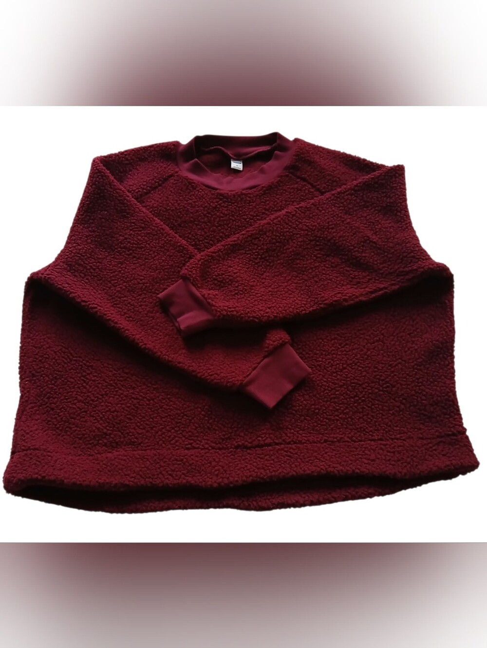 EUC Old Navy Women's Size XL Mock-Neck Raglan-Sleeve Burgundy Sherpa Sweatshirt
